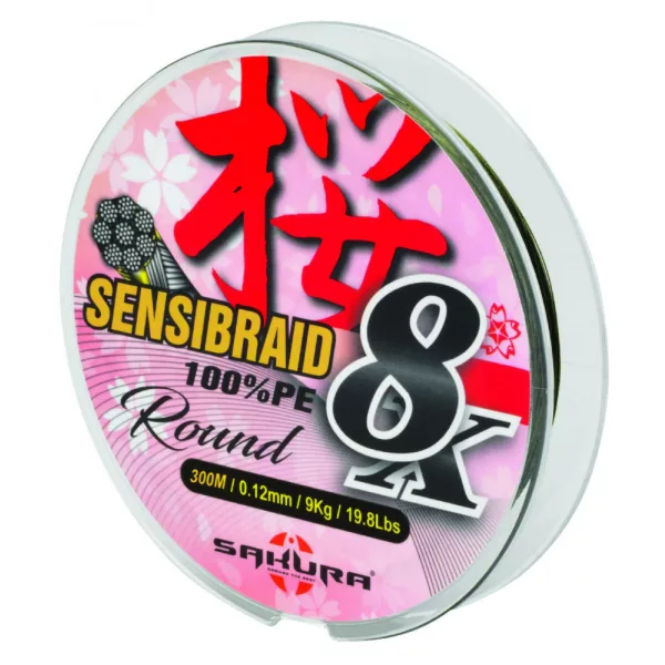 Sakura Sensibraid 8 plecionka - ZIELONY 300 M - 0.18 mm / 15Kg / 33Lbs