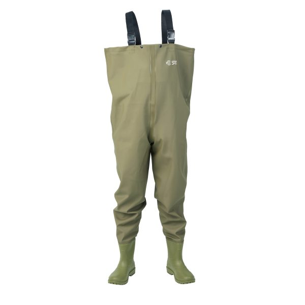 SRT Fisker Army Green PVC Waders Spodniobuty z butami 44-45