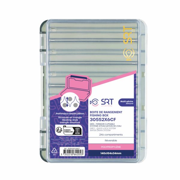 SRT Dwustronne 2x6-komorowe Pudełko na akcesoria 14x10,4x3,4cm