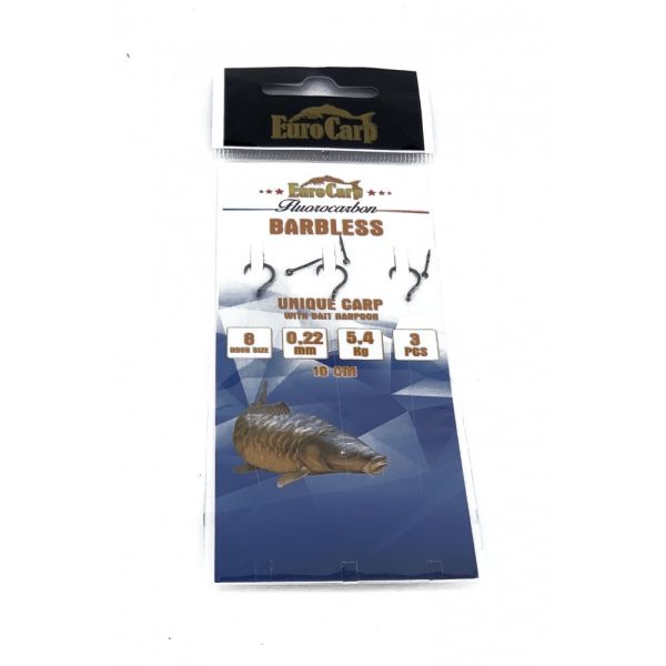 EuroCarp Przedwiązany Monofilamentowy Przypon Feederowy Ze Szpikulcem na Przynęty - Unique Carp Barbless 12