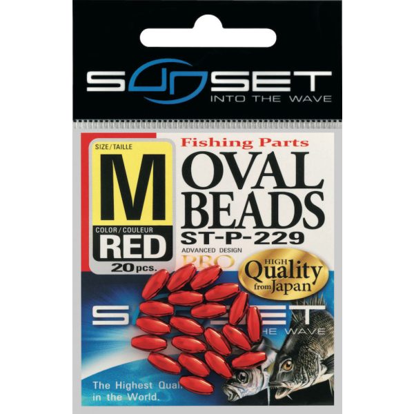 Sunset - KEMÉNY OVÁLIS GYÖNGYÖK PIROS 8x3,8mm X20 - Gumigyöngy