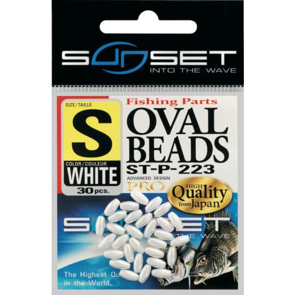 Sunset - KEMÉNY OVÁLIS GYÖNGYÖK FEHÉR 8x3,8mm X25 - Gumigyöngy