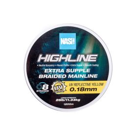   Nash Highline Extra Hajlékony UV Sárga 0.18mm 1200m Fonott Főzsinór
