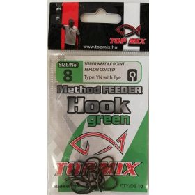   Top Mix Method Feeder Zielony 8 Haczyk karpiowy z oczkiem i brodą 10 szt.