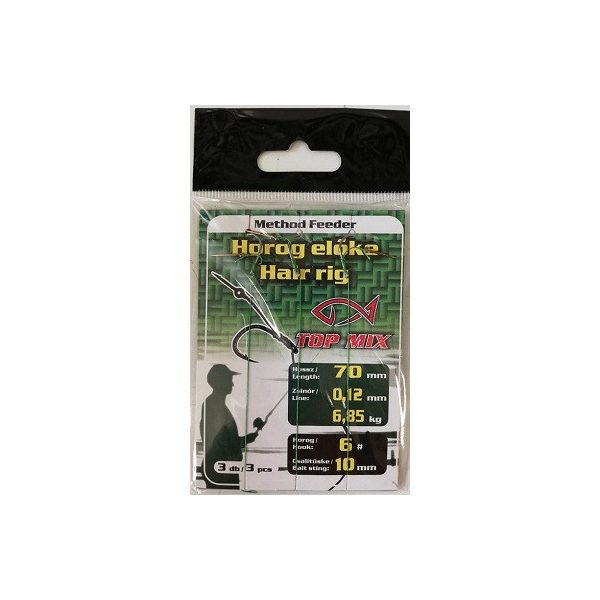 Top Mix Method Feeder 6 Haczyk z oczkiem i zadziorami, z plecionym przyponem i szpikulcem na przynęty 3szt