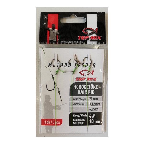 Top Mix Method Feeder 4 Haczyk z oczkiem i zadziorami, z plecionym przyponem i szpikulcem na przynęty 3szt