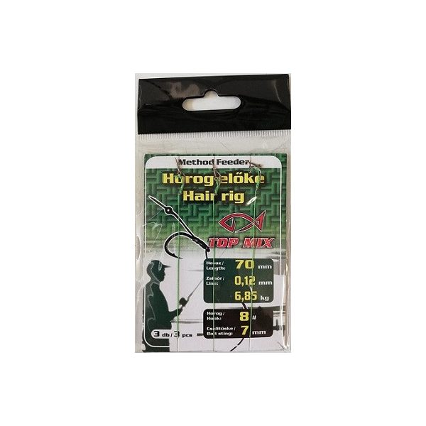 Top Mix Method Feeder 8 Haczyk z oczkiem i zadziorami, z plecionym przyponem i szpikulcem na przynęty 3szt