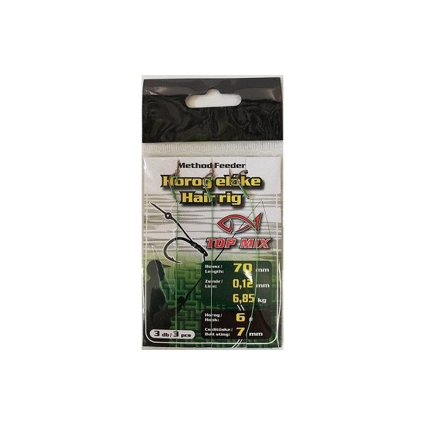 Top Mix 6 Haczyk z oczkiem i zadziorami, z plecionym przyponem i szpikulcem na przynęty 3szt