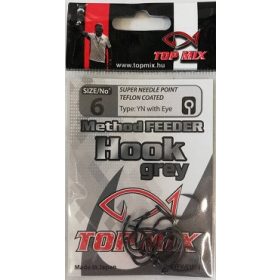   Top Mix Czarny Method Feeder 6 Haczyk karpiowy z oczkiem i brodą 10 szt.
