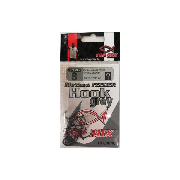Top Mix Czarny Method Feeder 8 Haczyk karpiowy z oczkiem i brodą 10 szt.