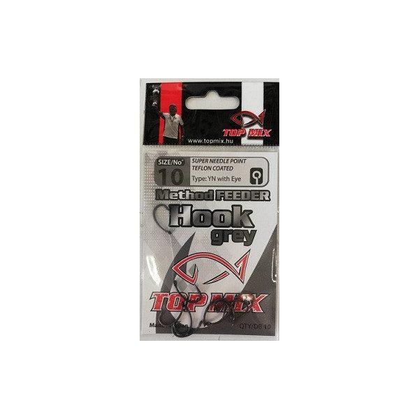 Top Mix Czarny Method Feeder 10 Haczyk karpiowy z oczkiem i brodą 10 szt.