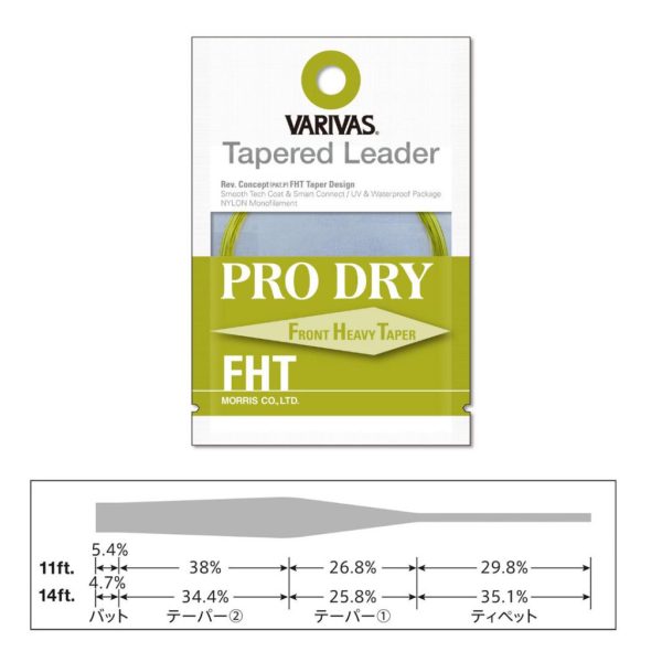 Varivas Przypon Stożkowy Tapered Leader Pro Dry FHT 6X 3,35m 0,128-0,38mm Przypon Muchowy