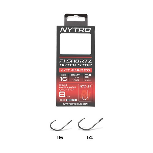 Nytro NTO-B1 14 0,13mm 7,5cm Przypon z Oczkiem, Bezzadziorowy, Haczyk Quick-Stop 8 szt.