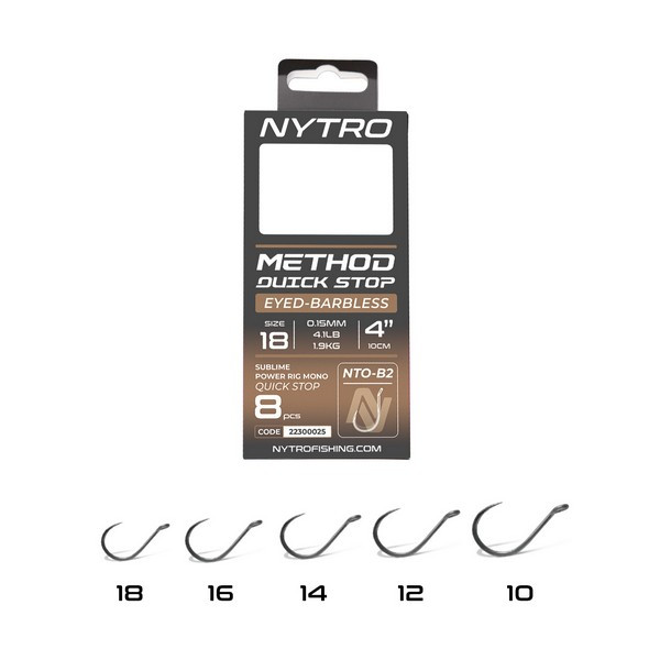 Nytro NTO-B2 14 0,19mm 10cm Gotowy hak z oczkiem, bezzadziorowy, Quick-Stop 8szt.