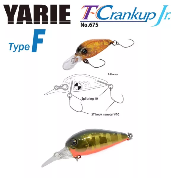 Yarie 675 T-Crankup Jr Type F 2,8cm 1,8gr C33 Kurokin Yamame MG Wobbler