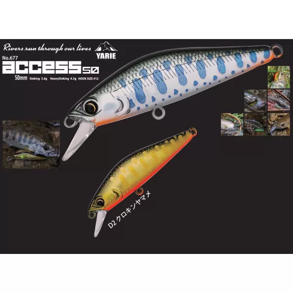 Yarie 677 Access HS 50mm 4,3gr D2 Black Gold Yamame Wobler