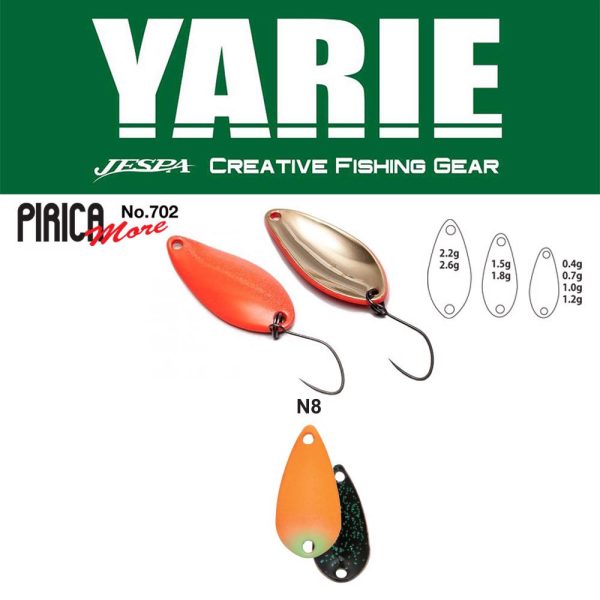 Yarie 702 Pirica More 2.2gr N8 AG Carrot/Black Spoon Lure
