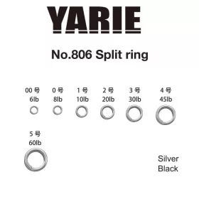 Yarie 806 Split Ring Black 8lb 0 Kółka łącznikowe 30szt