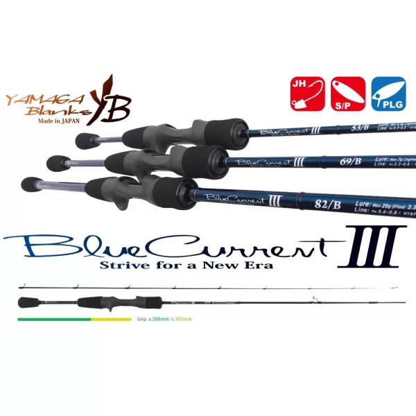 Yamaga Blanks Blue Current III 53/B Baitcast 1,61m 0,5-4,5gr 2-częściowa Wędka Spinningowa