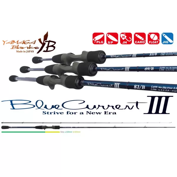 Yamaga Blanks Blue Current III 82/B Baitcast 2.49m 2-20gr 2-piece Spinning Rod