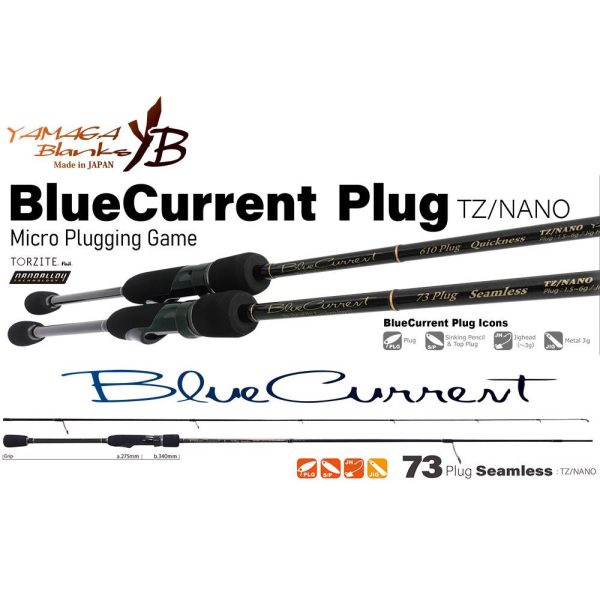 Yamaga Blanks Blue Current 73Plug Seamless TZ-Nano 2,22m 1,5-6gr 2 Részes Pergető Bot