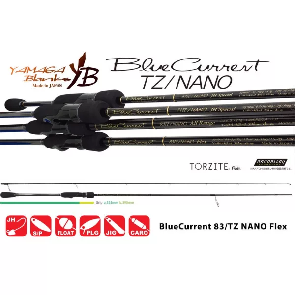 Yamaga Blanks Blue Current 83TZ Nano Flex 2,52m 1,5-8gr 2 Részes Pergető Bot