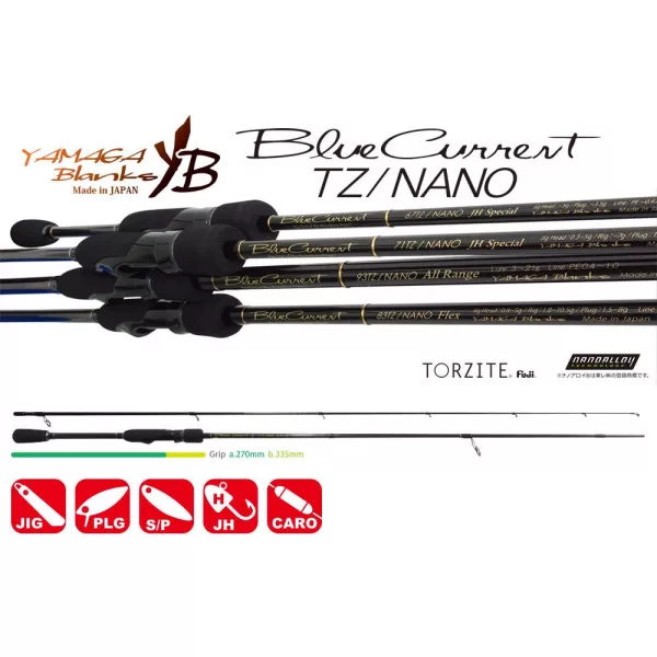 Yamaga Blanks Blue Current 72TZ Nano Global 2,185m 1,5-15gr 2 Részes Pergető Bot