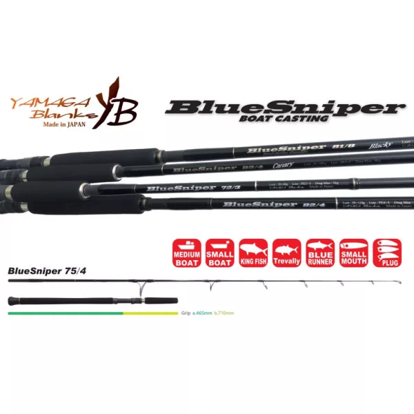 Yamaga Blanks Blue Sniper 75/4 2.26m 30-100gr 2-piece Spinning Rod