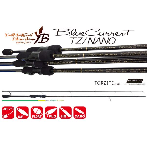 Yamaga Blanks Blue Current 85TZ Nano 2,57m 3-21gr 2 Részes Pergető Bot