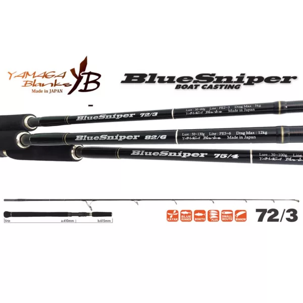 Yamaga Blanks Blue Sniper 72/3 2.21m 30-60gr 2-piece Spinning Rod